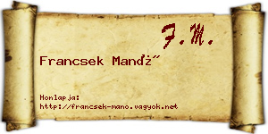 Francsek Manó névjegykártya